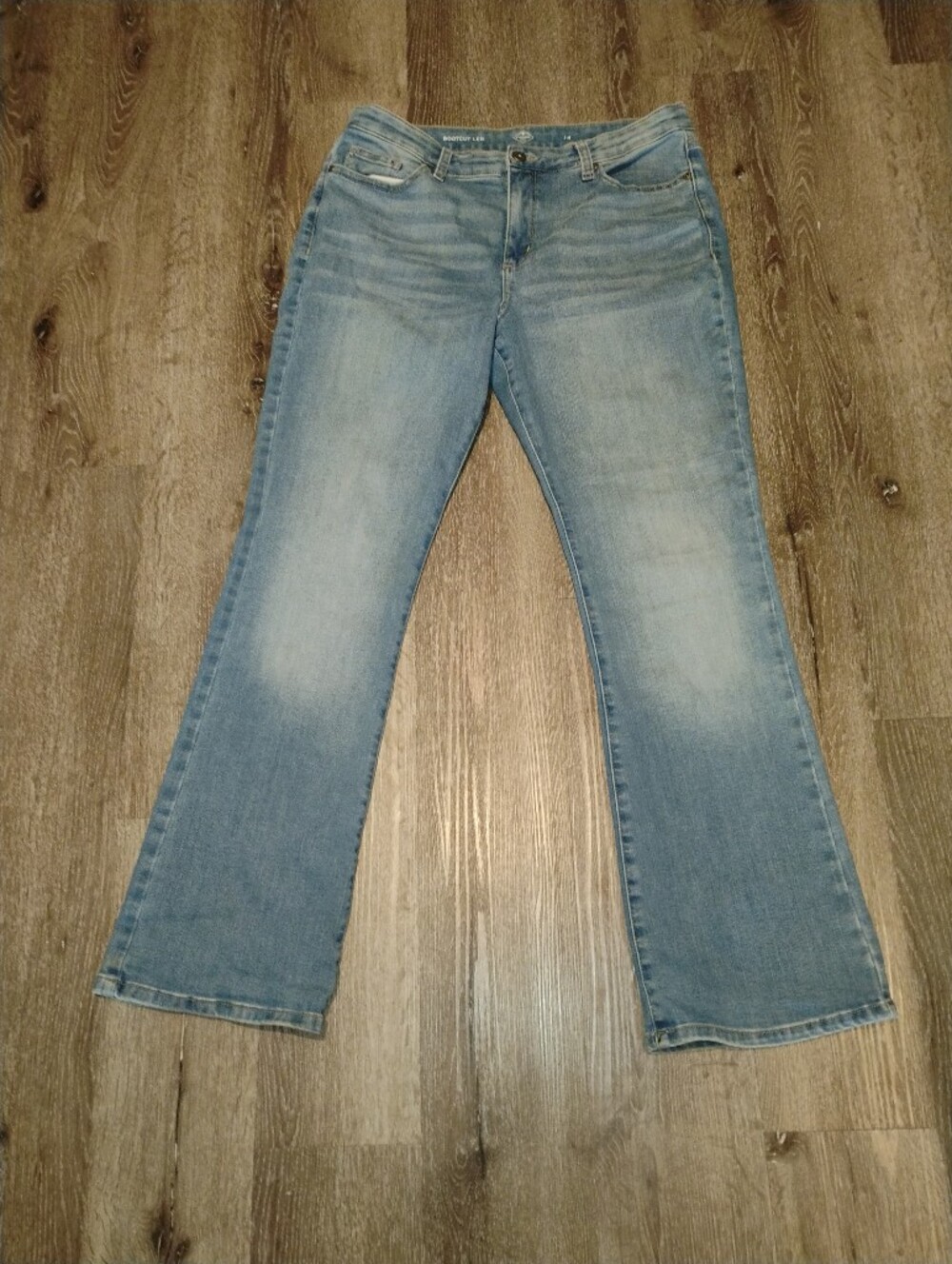 St Johns Bay Light Blue Denim Boot Cut Size 14 Jeans